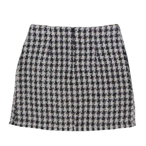 Blue B Collection Black White Office Preppy Tweed Mini Pencil Skirt  Size S - Picture 2 of 6